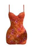 Orange/Flower Lace Mini Dress